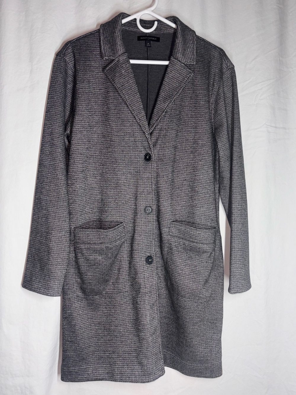 Banana Republic Gray Knit Long Trench Coat